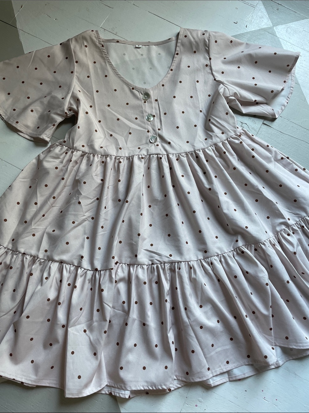 Girls' Pink Polka Dot Tiered Dress